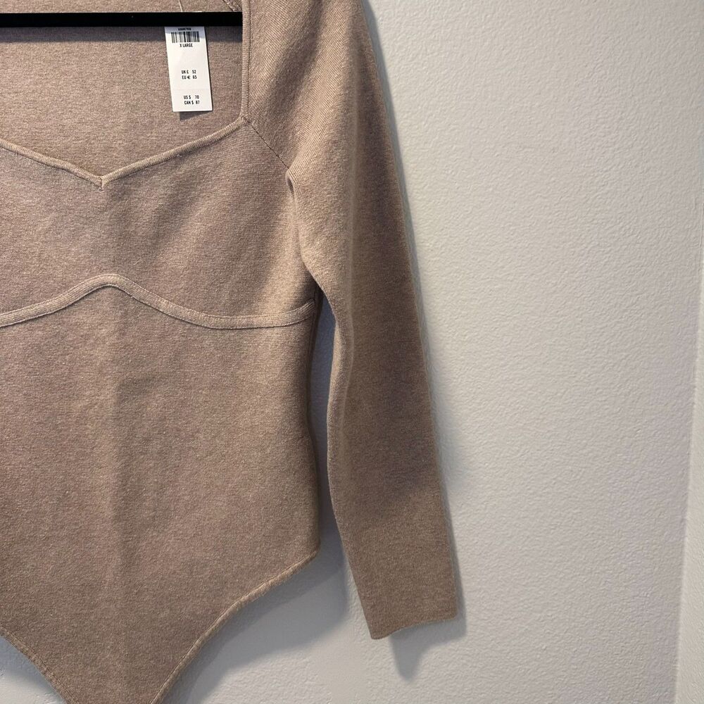 Abercrombie & Fitch Size-XL Corset Sweetheart Sweater‎ Knit Bodysuit Brown - Picture 8 of 10